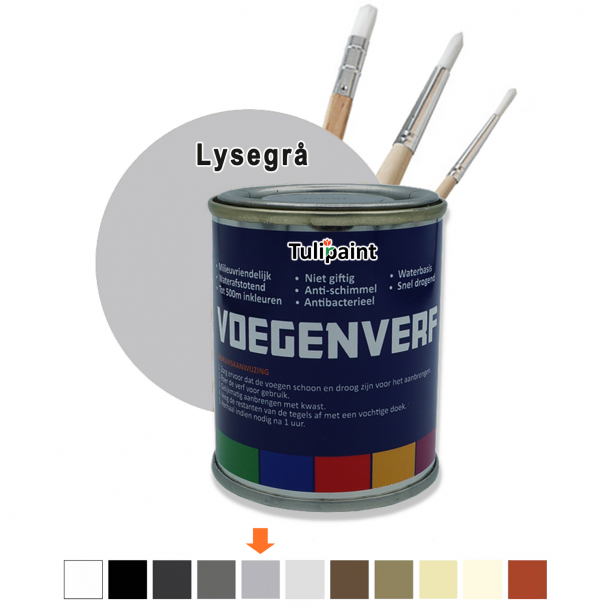 Fugefarve 125ml 11 farver + Penselst  Lysegr