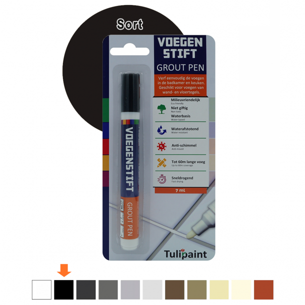 Fugepen 7ml 11 farver  Sort