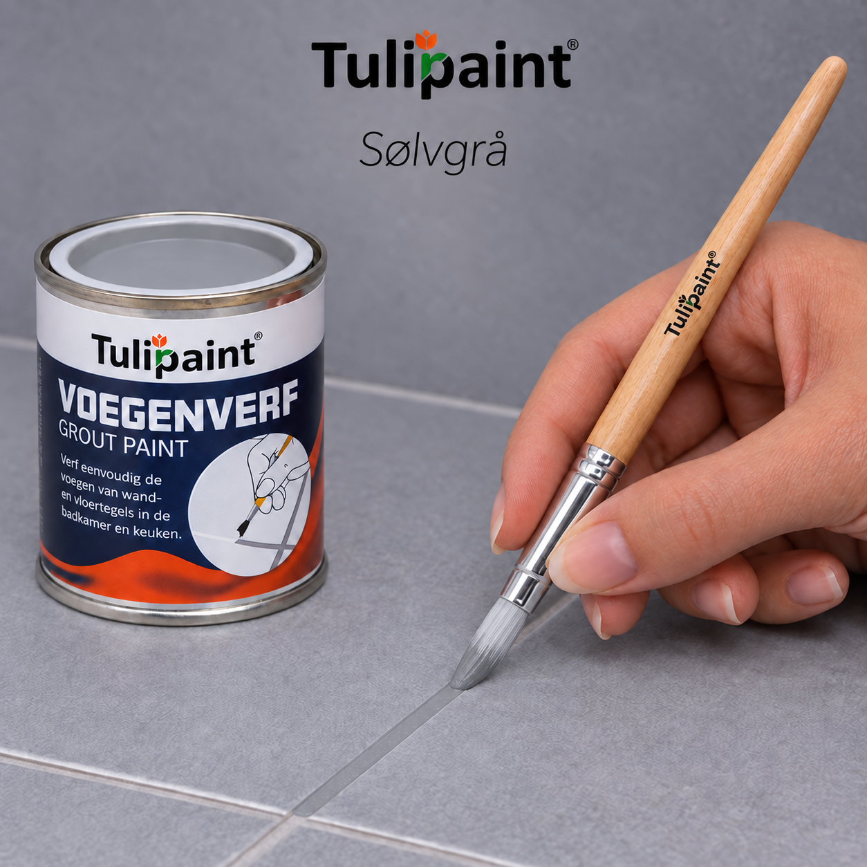 Fugefarve 125 ml � Fugemaling til Flisefuger � Med Pensels�t