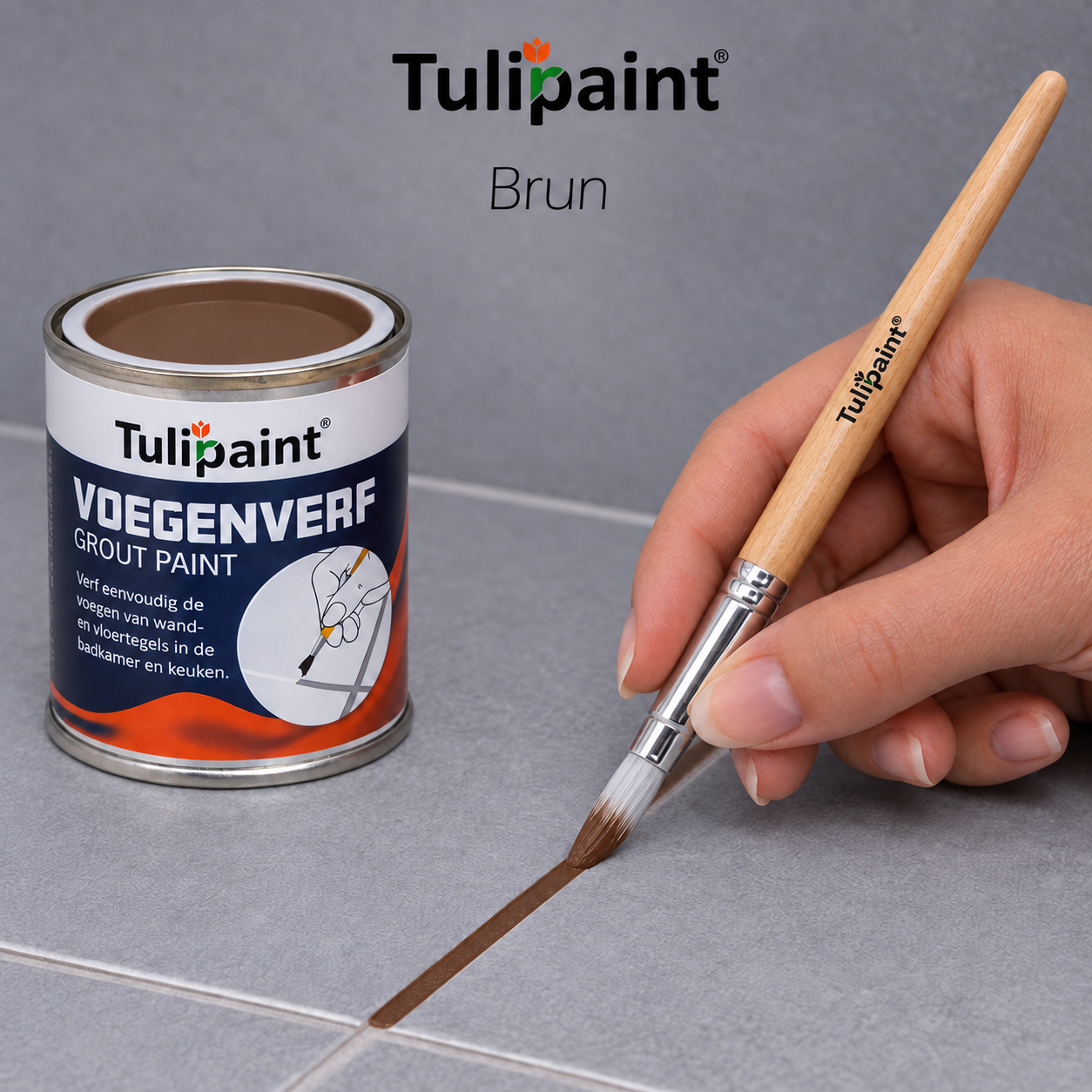 Fugefarve 125 ml � Fugemaling til Flisefuger � Med Pensels�t