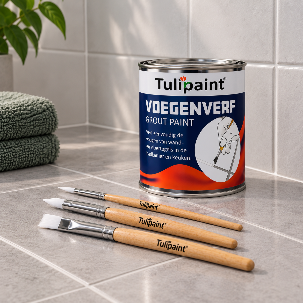 Fugefarve 125 ml � Fugemaling til Flisefuger � Med Pensels�t