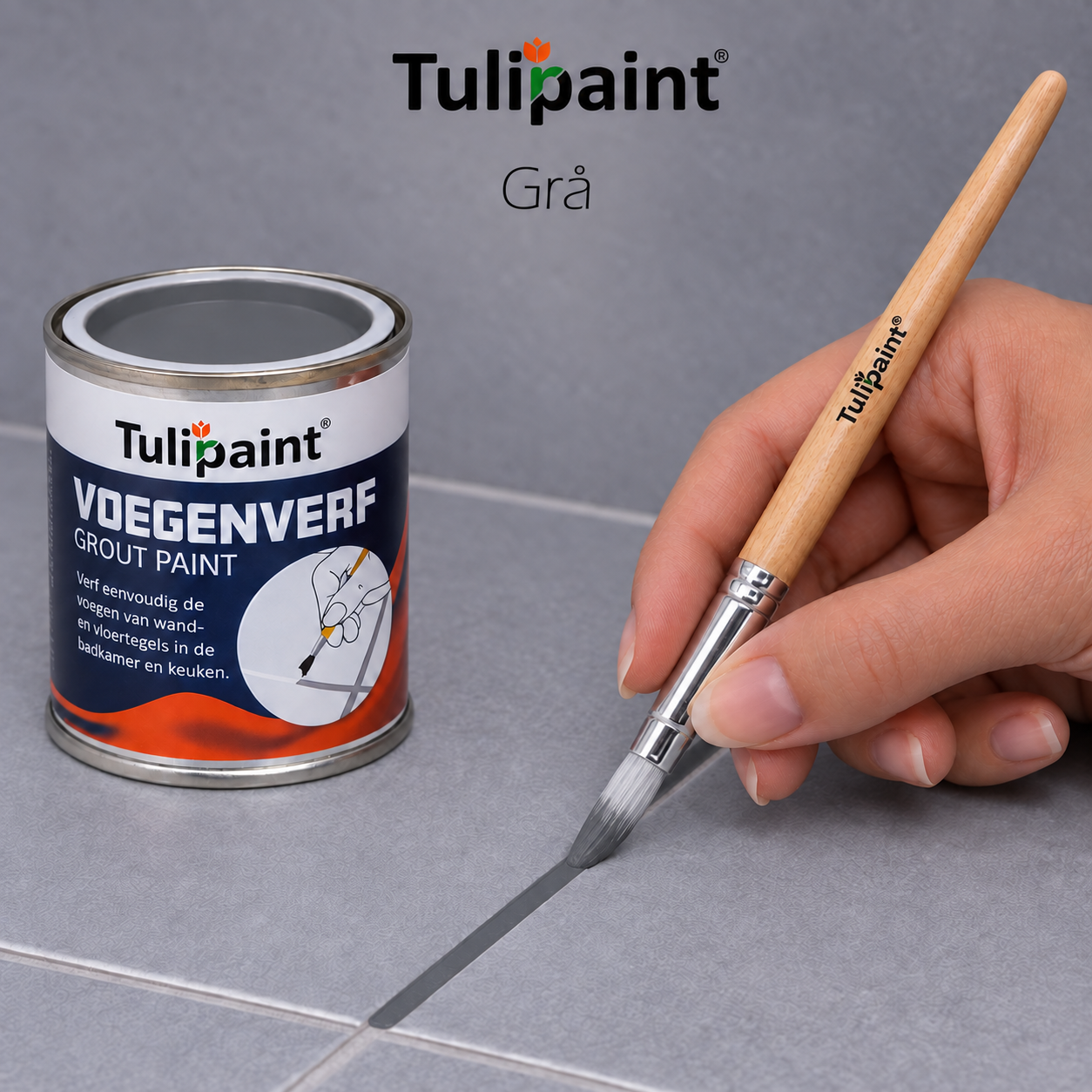 Fugefarve 125 ml � Fugemaling til Flisefuger � Med Pensels�t