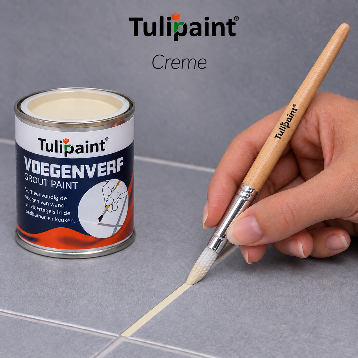 Fugefarve 125 ml � Fugemaling til Flisefuger � Med Pensels�t