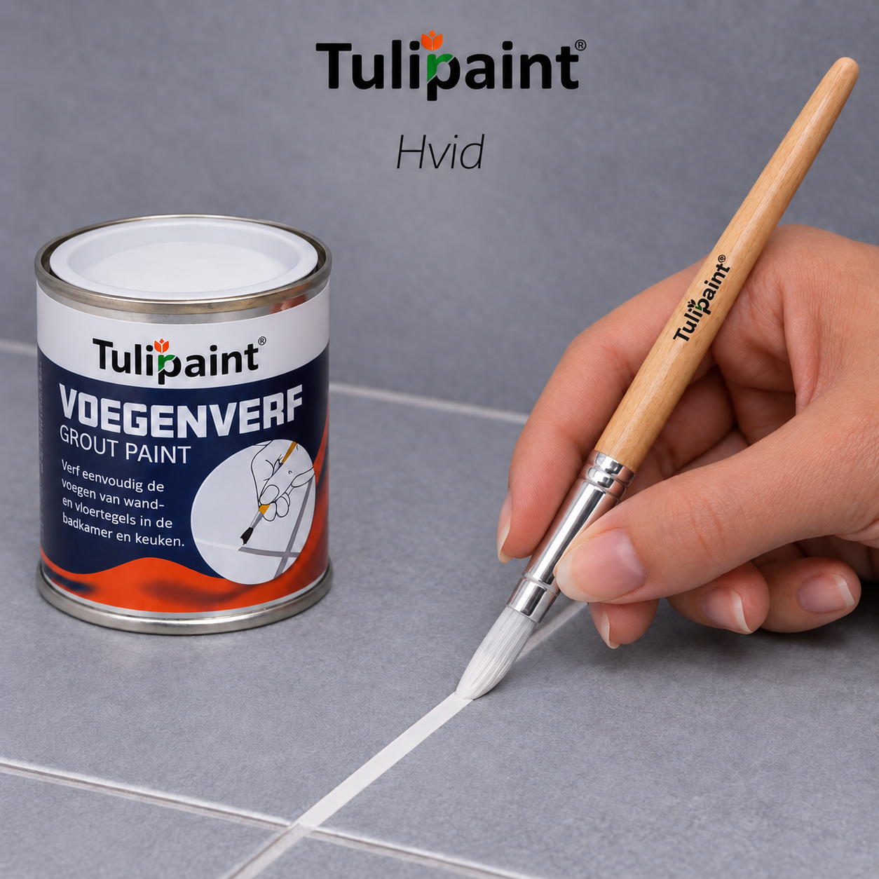 Fugefarve 125 ml � Fugemaling til Flisefuger � Med Pensels�t