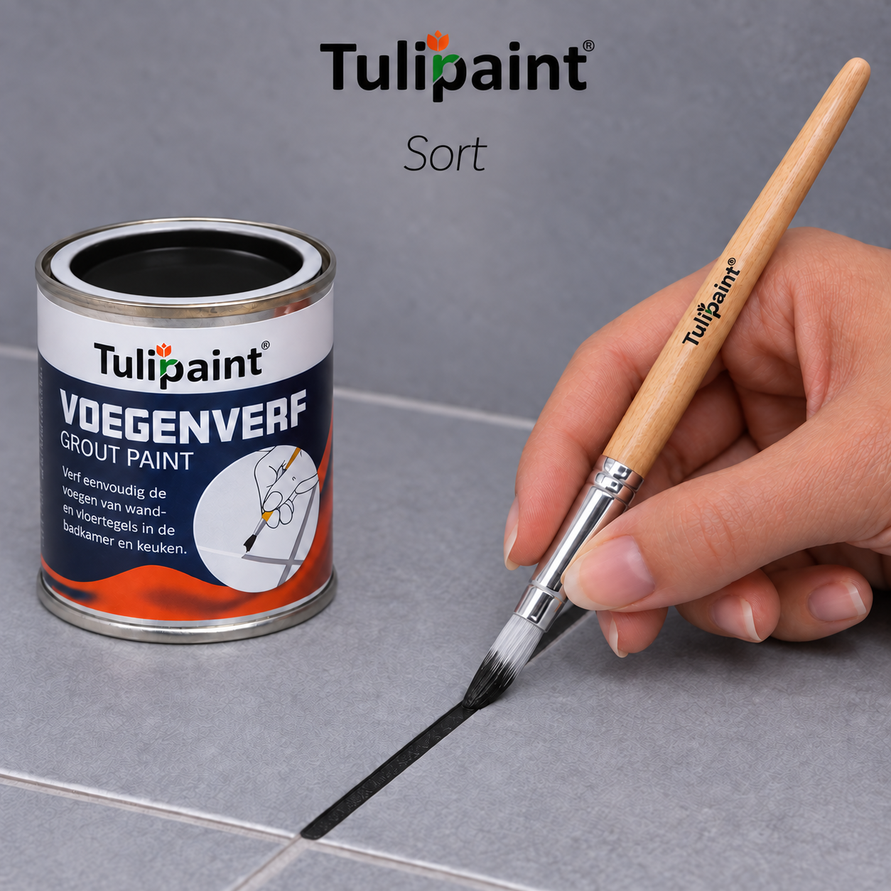Fugefarve 125 ml � Fugemaling til Flisefuger � Med Pensels�t