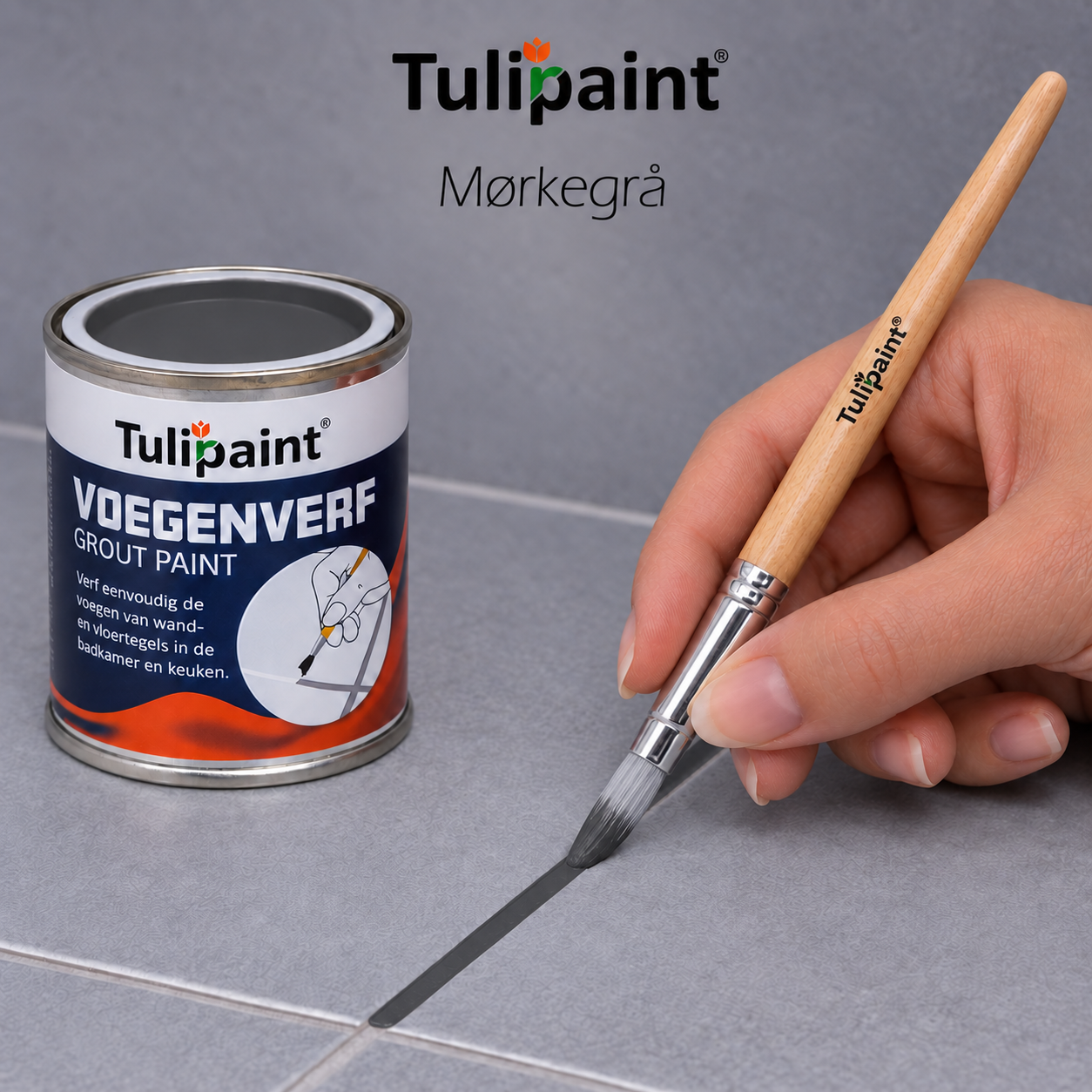 Fugefarve 125 ml � Fugemaling til Flisefuger � Med Pensels�t