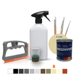 Bio+Eco Rengringsst  (fugebrste + Affedtningsmiddel + tom sprayflaske) + Fugefarve + penselst