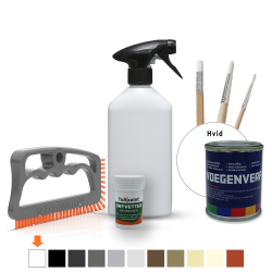 Bio+Eco Rengringsst  (fugebrste + Affedtningsmiddel + tom sprayflaske) + Fugefarve + penselst